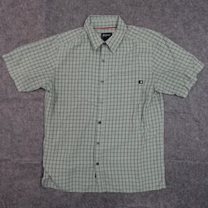 Marmot Shirt Mens Large Button Up Checked Short Sleeve Performance Knit Green